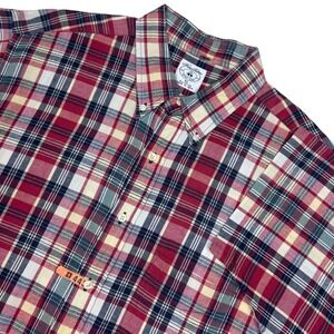 Brooks Brothers Mens XL Short Sleeve Plaid Button Down Sport Shirt Cotton Preppy